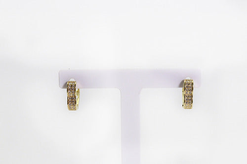 Brinco Vasques Argola Ouro Cravejado Zircônia 1.3cm