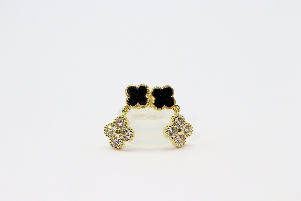 Kit de Semijoias Trevo Alhambra com Ônix | Vasques Semijoias