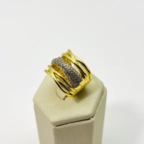 Anel Faixas Craveadas Banhado em Ouro 18K Vasques Semijóias