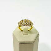 Anel Cravejado Retangular Banhado em Ouro 18K Vasques