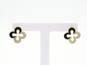 Brinco Trevo Black Silver