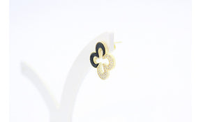 Brinco Trevo Black Silver