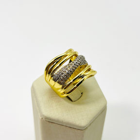 Anel Faixas Craveadas Banhado em Ouro 18K Vasques Semijóias