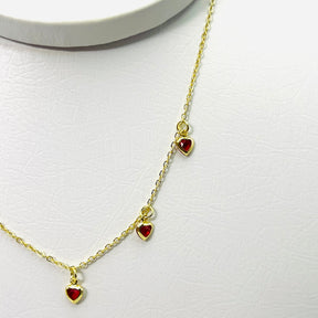 Colar Coraçoes Vermelhos