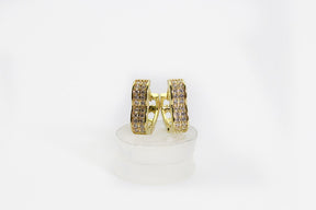 Brinco Vasques Argola Ouro Cravejado Zircônia 1.3cm