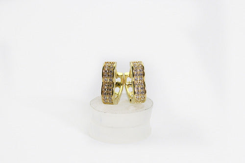 Brinco Vasques Argola Ouro Cravejado Zircônia 1.3cm