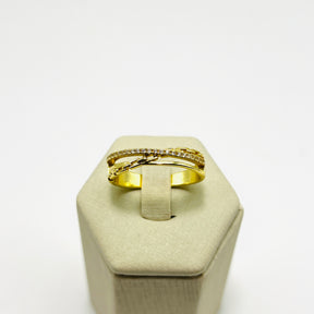 Anel Elegance Vasques Banhado A Ouro Com Zircônia