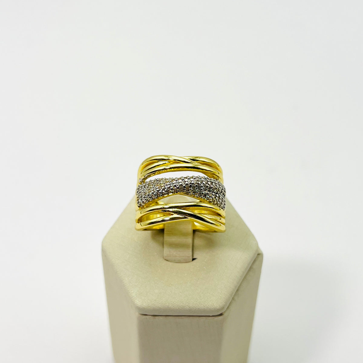 Anel Faixas Craveadas Banhado em Ouro 18K Vasques Semijóias