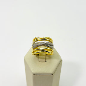 Anel Faixas Craveadas Banhado em Ouro 18K Vasques Semijóias